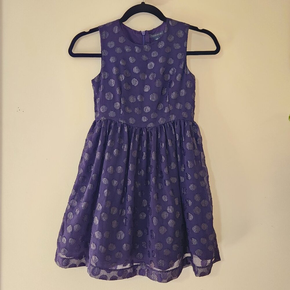 Tommy Hilfiger Kids Girls 8 Navy Blue Polka Dot Pattern Fit & Flare Party Dress